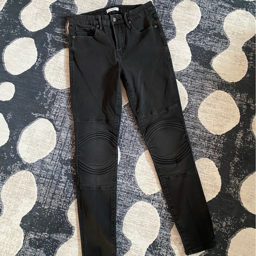 Good American Black Skinny Moto Jeans Premium Fit